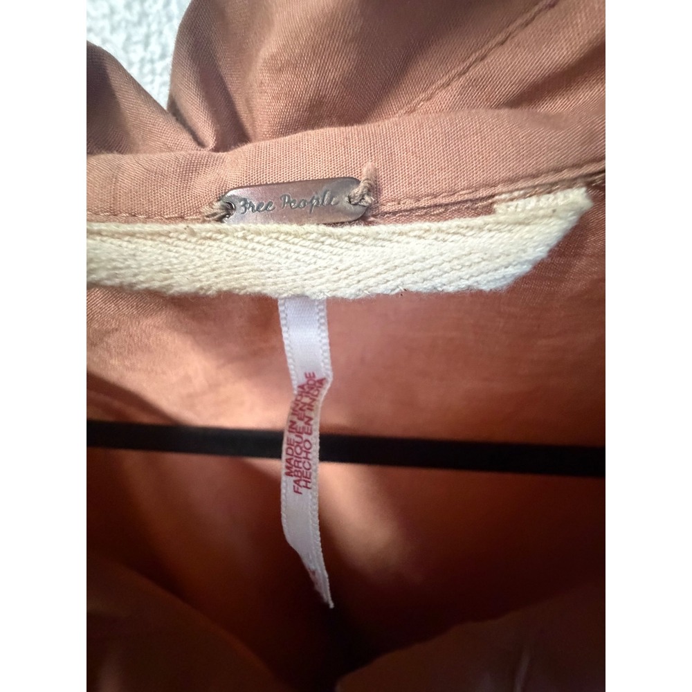Free People Women Terracotta Tiered Button Down Mini Dress Balloon Sleeve Size M - Picture 7 of 9